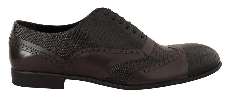 luxury dress shoes for men-Dolce & Gabbana Elegant  Lizard Leather Oxford Men's Shoes