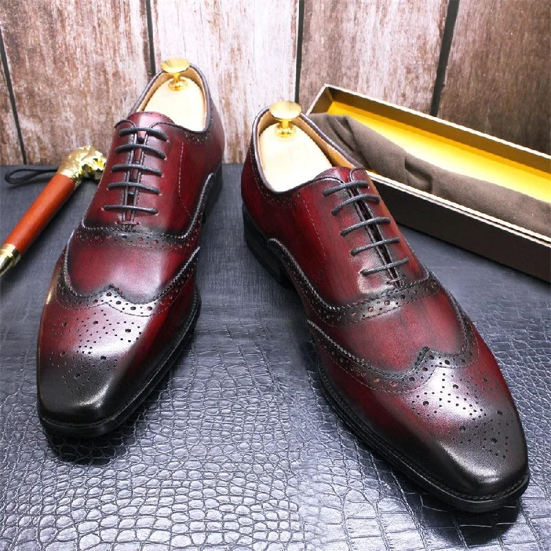 formal shoes for men with durable sole-Men's British Style Brogue Leather Men's Shoes