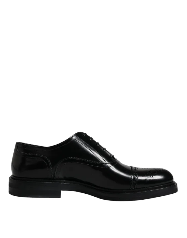 formal shoes with cushioned sole-Dolce & Gabbana  Leather Oxford Wingtip Men Formal Men's Shoes