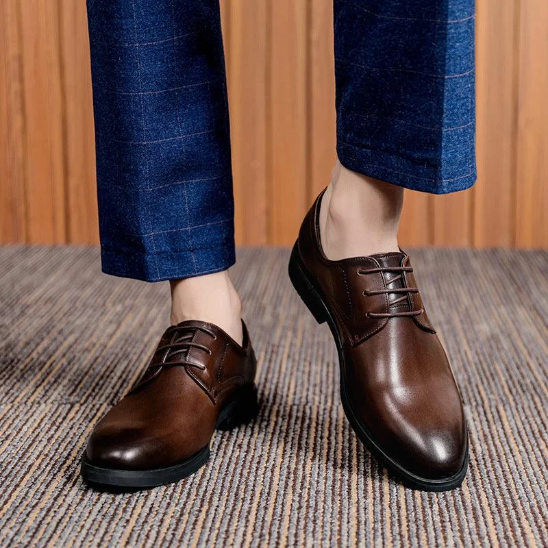 men’s leather shoes for business wear-Men's Leather Top Layer Cowhide British Style Leather Shoes