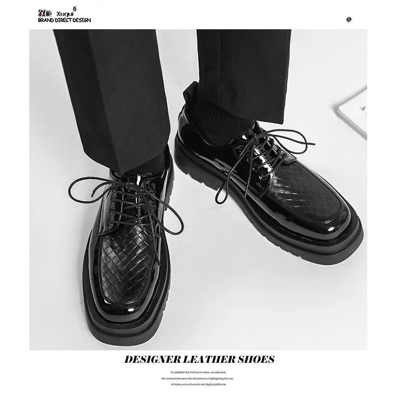 best formal shoes for business professionals-Japanese Leather Shoes Men'S Summer Retro Trend Wild Black Single Shoes Lace-Up Increased Casual Men'S Shoes British Loafers