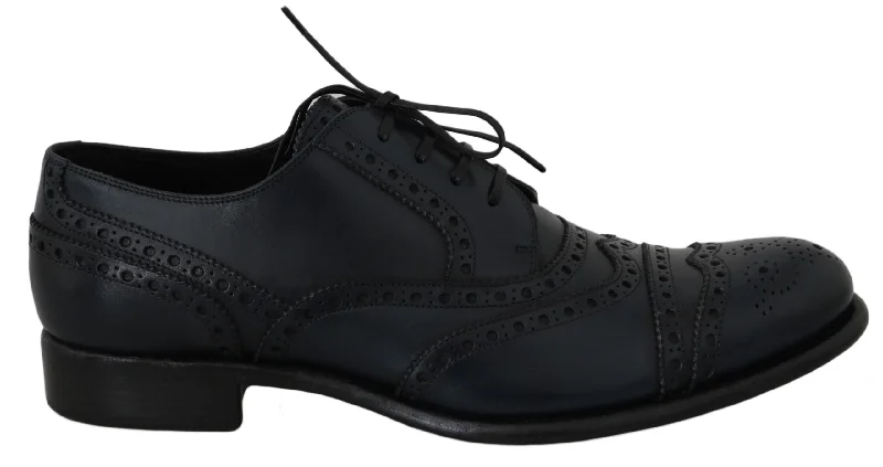 stylish oxford shoes with lace-up design-Dolce & Gabbana Elegant  Leather Wingtip Derby Men's Shoes