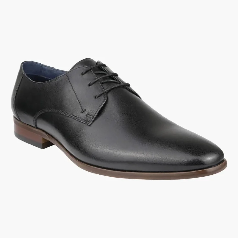 men’s formal shoes with leather sole-Flex Smart Plain Toe Derby - Black | Tan