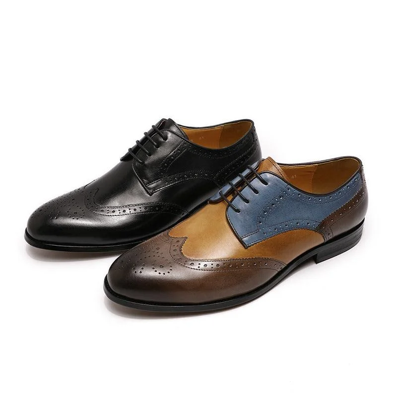 stylish business shoes for men-Leather Casual Men's Shoes With Color Matching Laces