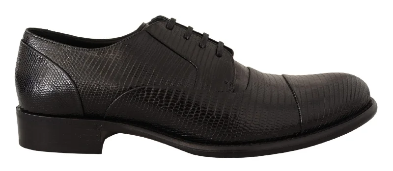 oxford dress shoes for men-Dolce & Gabbana Elegant  Lizard Skin Derby Men's Shoes