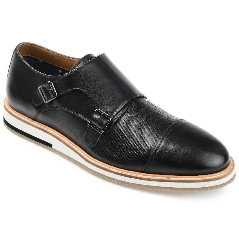 sleek black dress shoes-Thomas & Vine Thatcher Cap Toe Monk Strap Dress Shoe