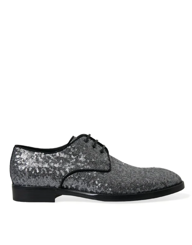 oxford shoes for men with polished look-Dolce & Gabbana Exquisite Sequined Derby Dress Men's Shoes