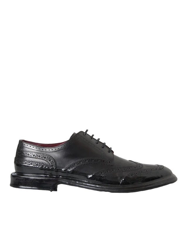 men’s comfortable leather shoes-Dolce & Gabbana  Leather Oxford Wingtip Formal Men Men's Shoes