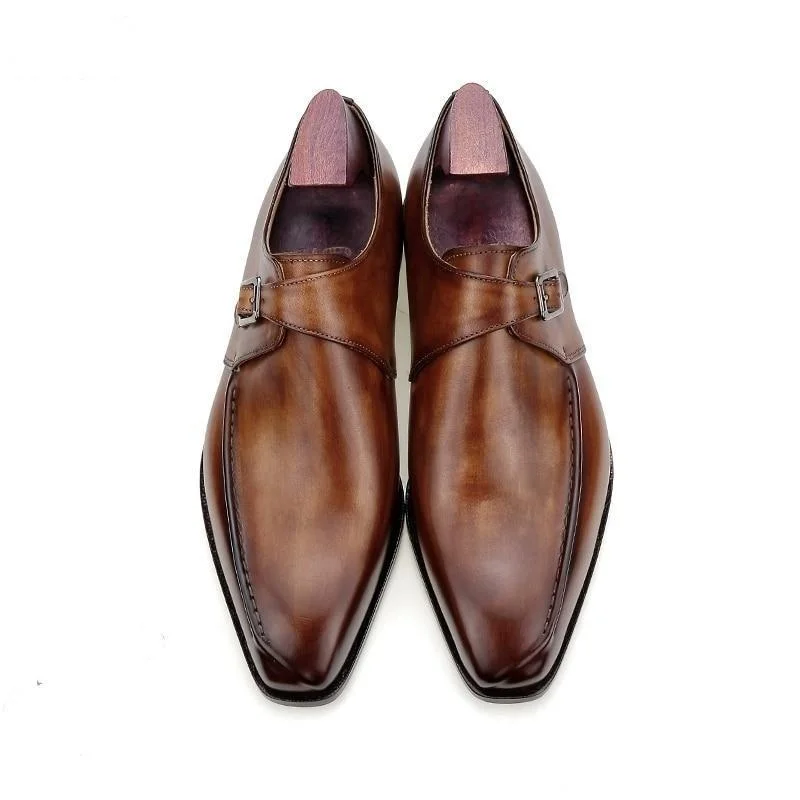 dress shoes for men with style-Men's Blake Office Sole Monk Straps Dark Formal Leather Dress Shoes