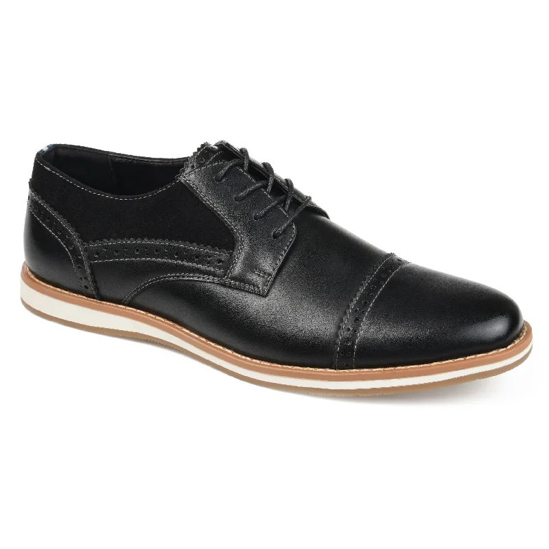 men’s leather shoes with low profile-Vance Co. Griff Cap Toe Brogue Derby