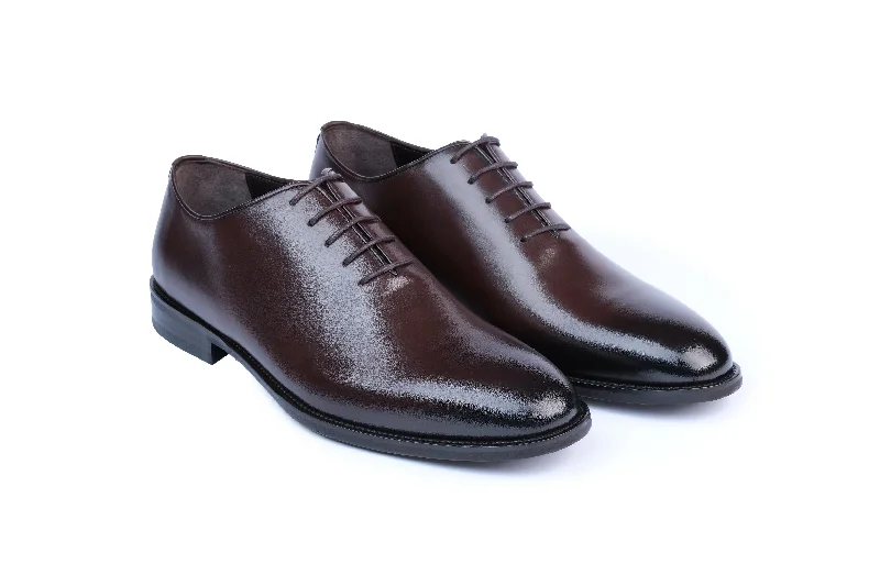 formal shoes with shiny finish-Pile Whole Cut Oxford Dress Shoes