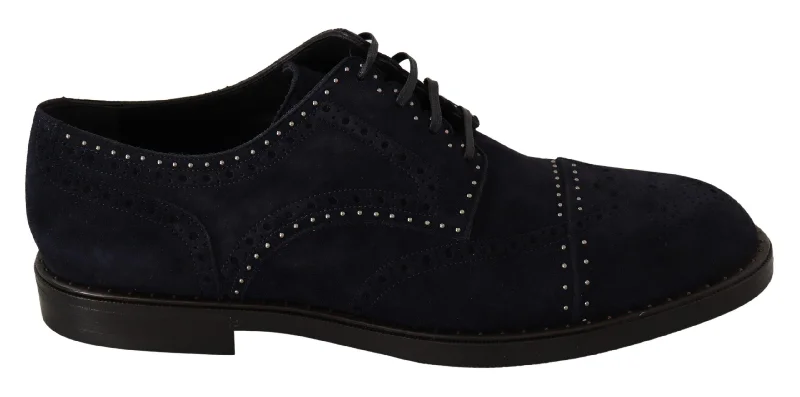 men's business shoes-Dolce & Gabbana Elegant Suede Derby Shoes with  Men's Studs