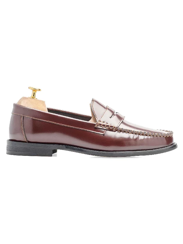 black formal shoes for men-Penny Loafer - Brown Patent Leather