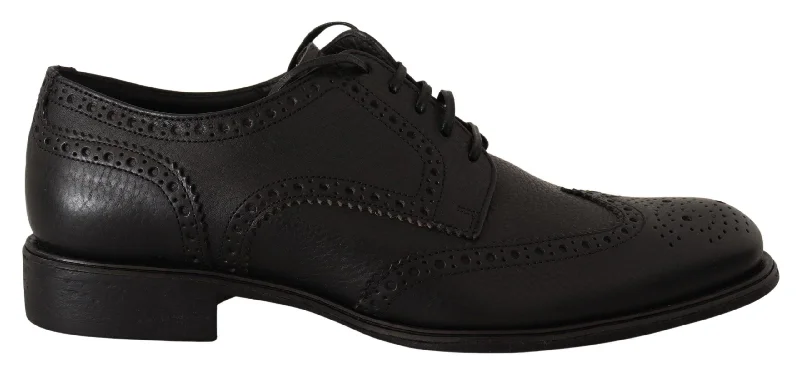 elegant dress shoes for men-Dolce & Gabbana Elegant  Leather Derby Wingtip Men's Shoes