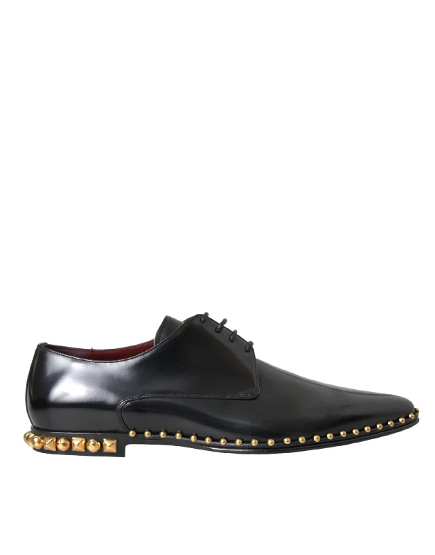 men’s dress shoes-Dolce & Gabbana  Leather  Studded Derby Dress Men's Shoes