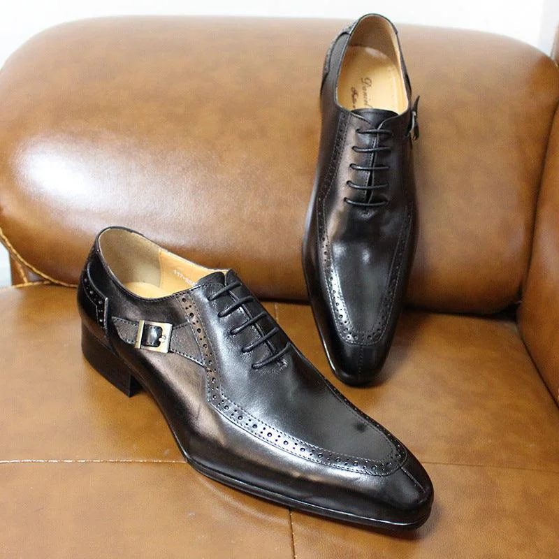 formal shoes with cushioned sole-Genuine Leather Business Office Formal Wear High-end Casual Men's Leather Shoes