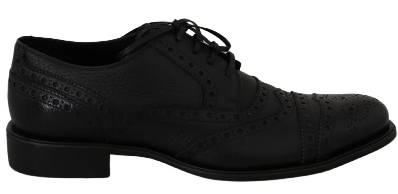 durable oxford shoes for men-Dolce & Gabbana Elegant   Wingtip Derby Dress Men's Shoes