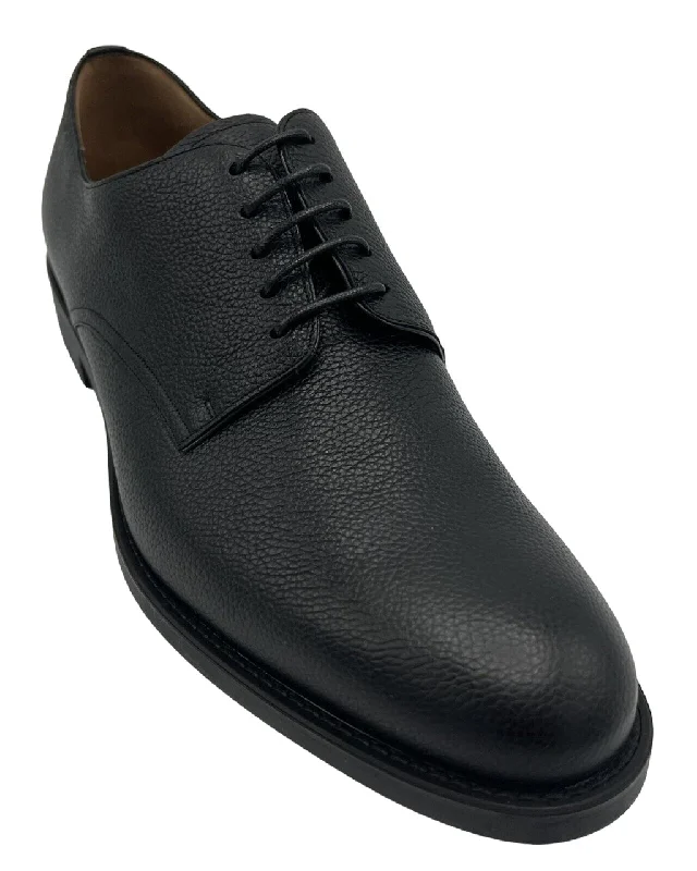 luxury dress shoes for men-Bally Albin 6230187 Men's Black Bovine Grained Leather Derby Shoes