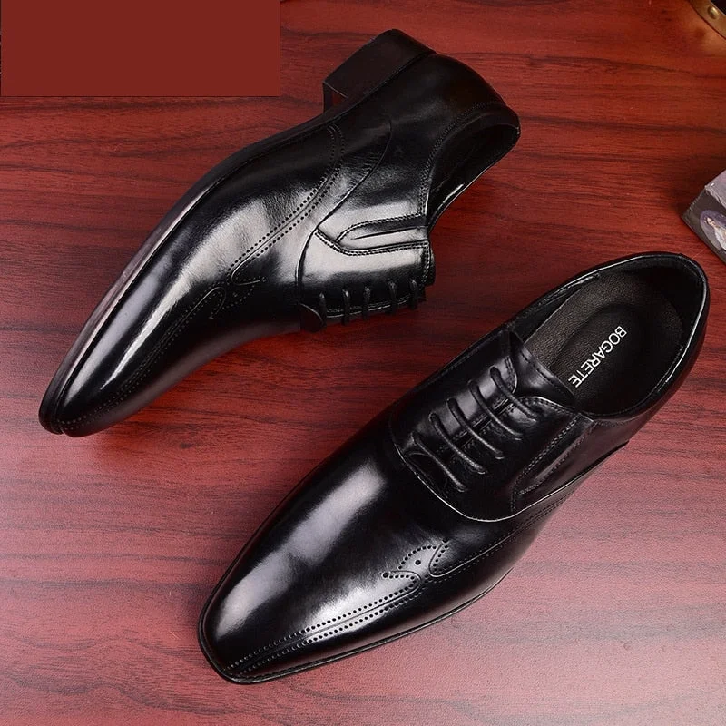 black leather dress shoes-Men's Fashion Genuine Leather Casual Italian Designer Dress Shoes