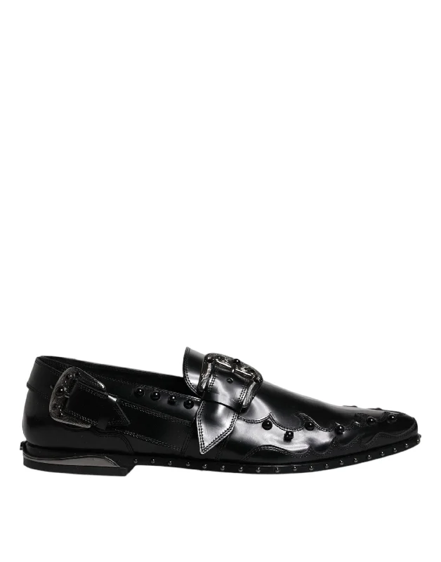 sleek formal shoes for men-Dolce & Gabbana  Embellished Derby Monk Strap Men's Shoes (Pre-Owned)