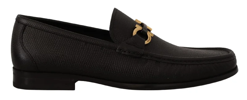 dress shoes with square toe for men-Salvatore Ferragamo Elegant  Calf Leather Men's Loafers