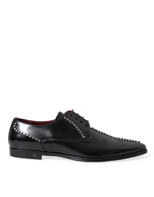 men’s formal shoes for parties-Dolce & Gabbana  Leather Crystal Dress Formal Men's Shoes