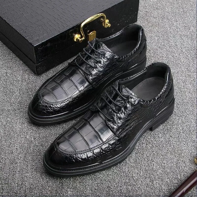 men’s dress shoes-Men's Business Casual Style Authentic Crocodile Skin Dress Shoes