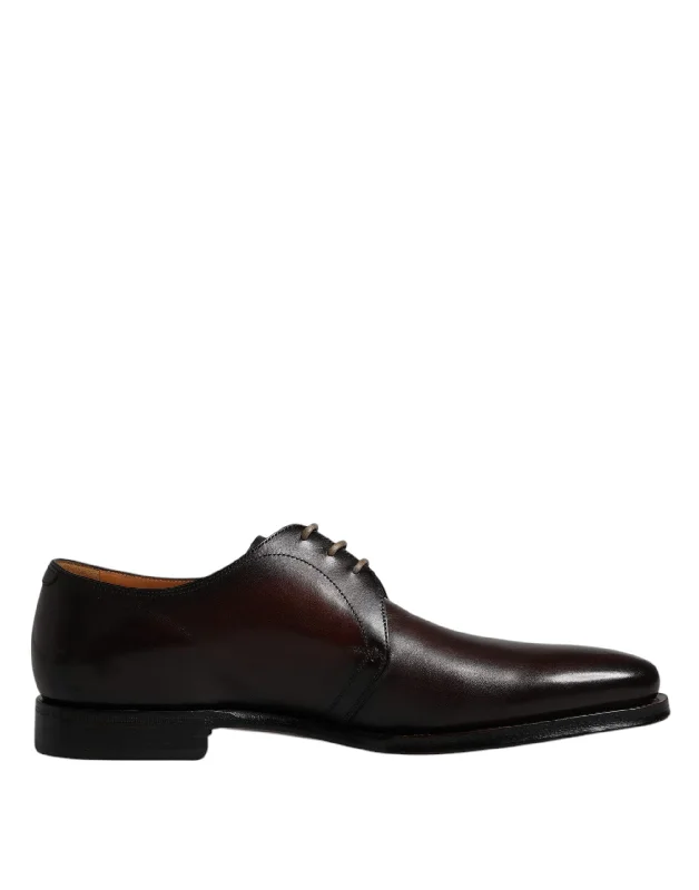 stylish formal shoes with square toe-Dolce & Gabbana  Leather Lace Up Men Derby Formal Men's Shoes