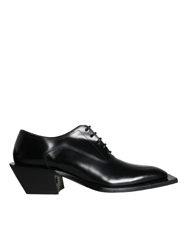 modern leather dress shoes-Dolce & Gabbana  Calfskin Leather Derby Dress Men Men's Shoes