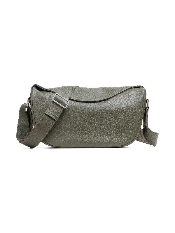 men’s leather formal shoes-Leone Crossbody Bag - Olive Green Pebble Grain Leather