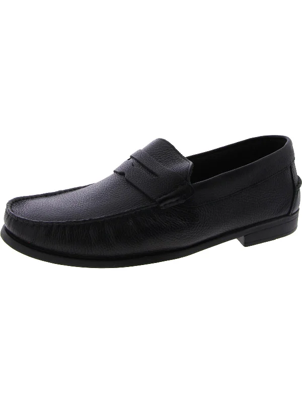 comfortable men’s leather formal shoes-Mens Leather Slip-On Loafers