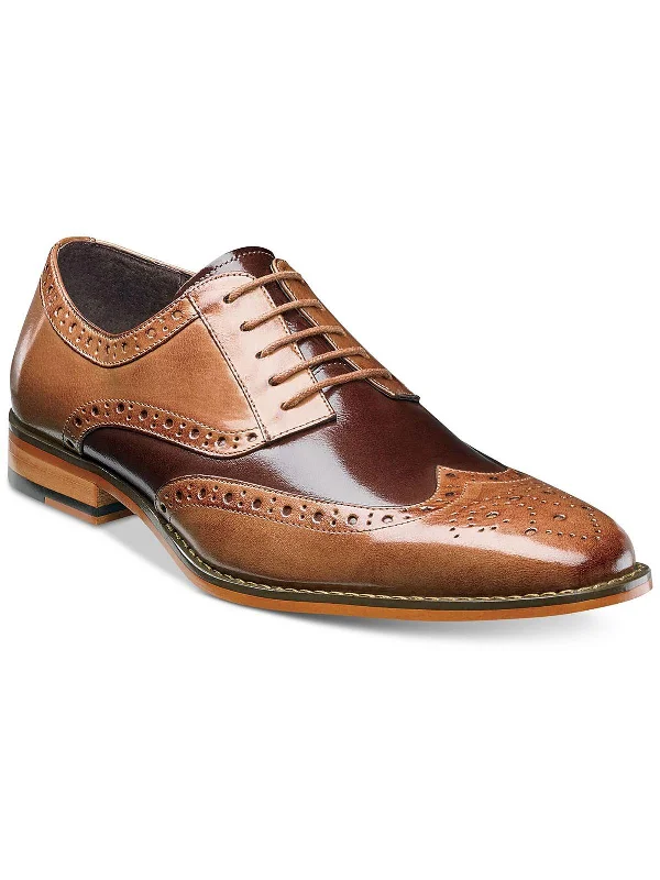 men’s formal shoes with leather sole-Tinsley Mens Leather Wingtip Oxfords