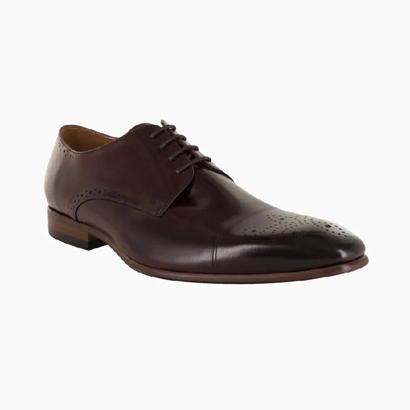 dress shoes for men with wide toe box-Ashton Cap Toe Brogue - Burgundy