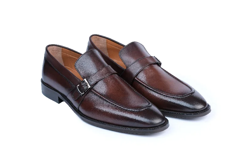 luxury men’s leather shoes-Newbury Single Monk