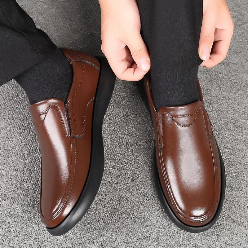 men’s leather formal shoes-Soft-soled Soft Leather Non-slip Shoes For The Elderly