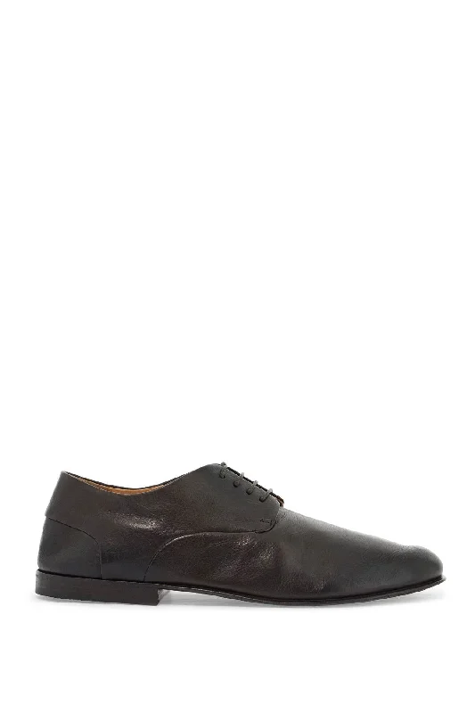 formal shoes for men with durable sole-Marsell Dark Brown Calfskin Derby With Leather Sole