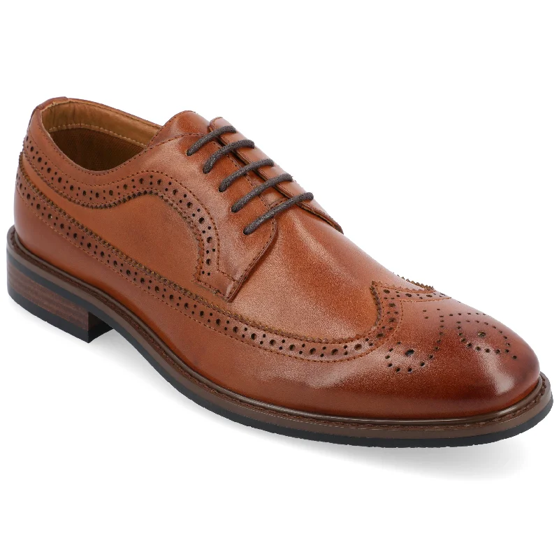 men’s leather formal shoes-Vance Co. Gordy Wingtip Dress Shoe