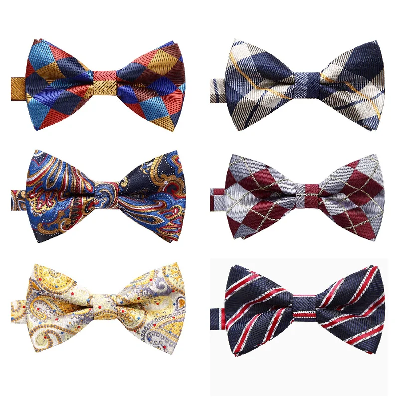 Men's business tie for interviews-6PCS Mixed Design Pre-Tied Bow Ties - B6-03