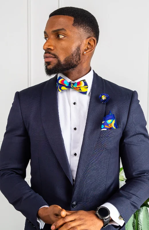 Classic men's silk necktie-African Inspired Fashions Kente Bow Tie Set 4 Pieces - FRANCIS