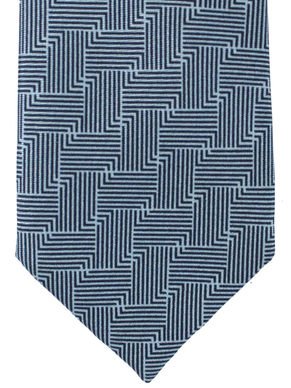 Men's reversible tie-Armani Silk Tie Dark Blue Geometric Pattern