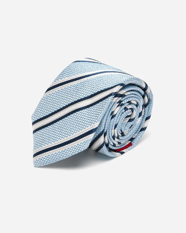 Slim fit men's tie-Baby Blue Stripe Silk Tie