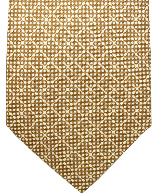 Men's tie for winter-Battistoni Silk Tie Brown White Geometric SALE