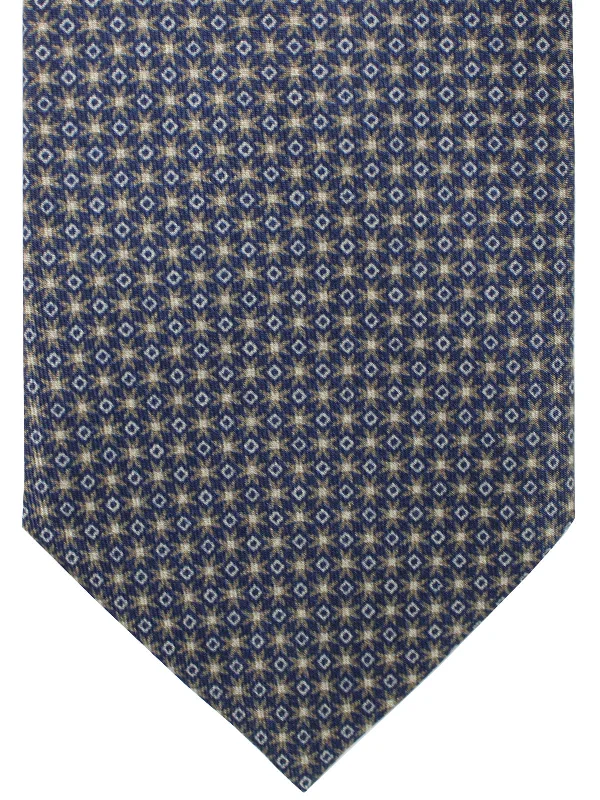 Best men's tie for weddings-Battistoni Silk Tie Dark Blue Gray Geometric SALE