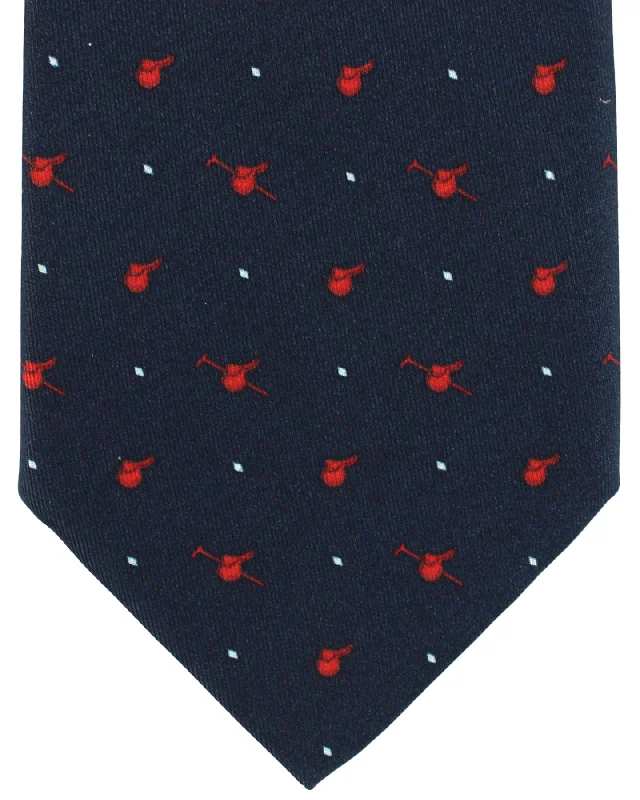 Men's tie for formal occasions-Battistoni Silk Tie Dark Blue Red - Novelty