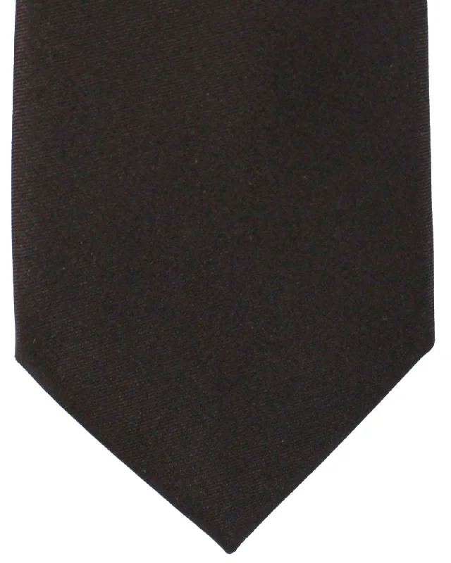 Affordable silk necktie for men-Battistoni Silk Tie Dark Brown Solid