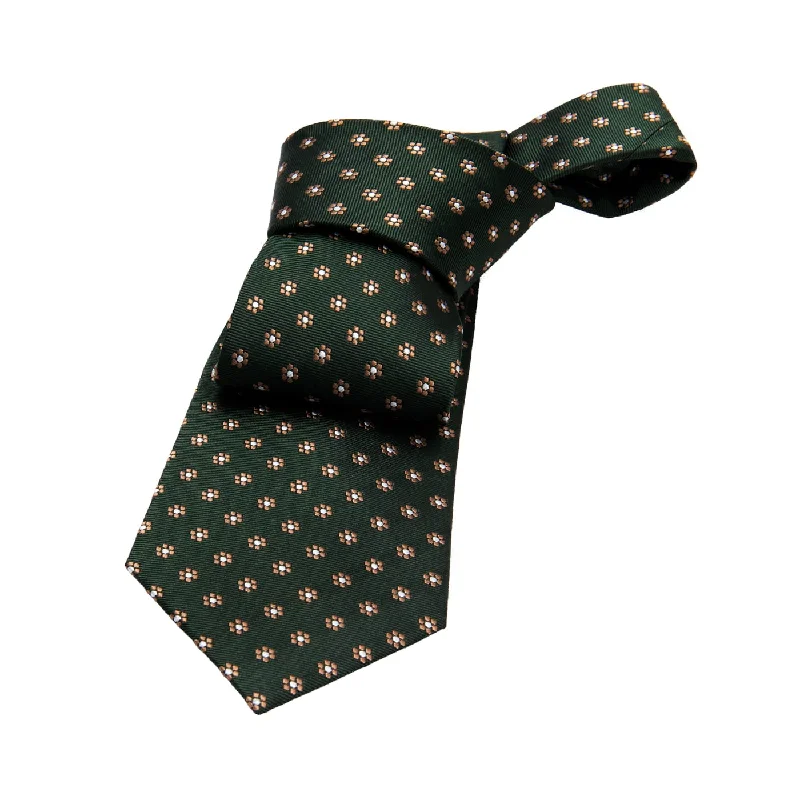 Solid color men's tie-Beverly Foulard Silk Tie, Olive Green / Brown