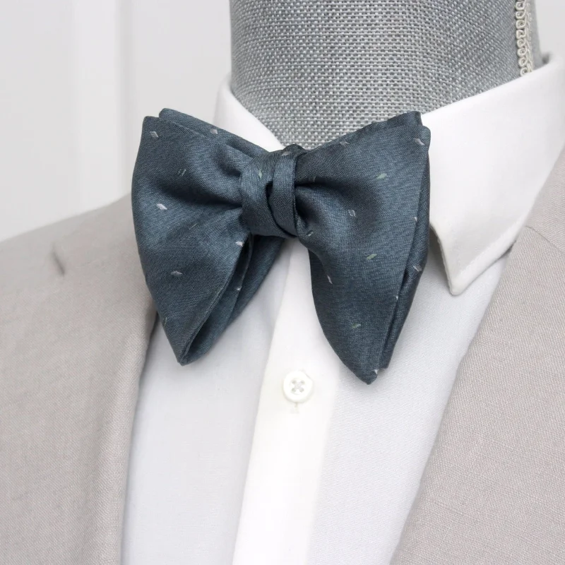 Men's tie for a special dinner-Big Butterfly Dusty Blue Silk Bow Tie