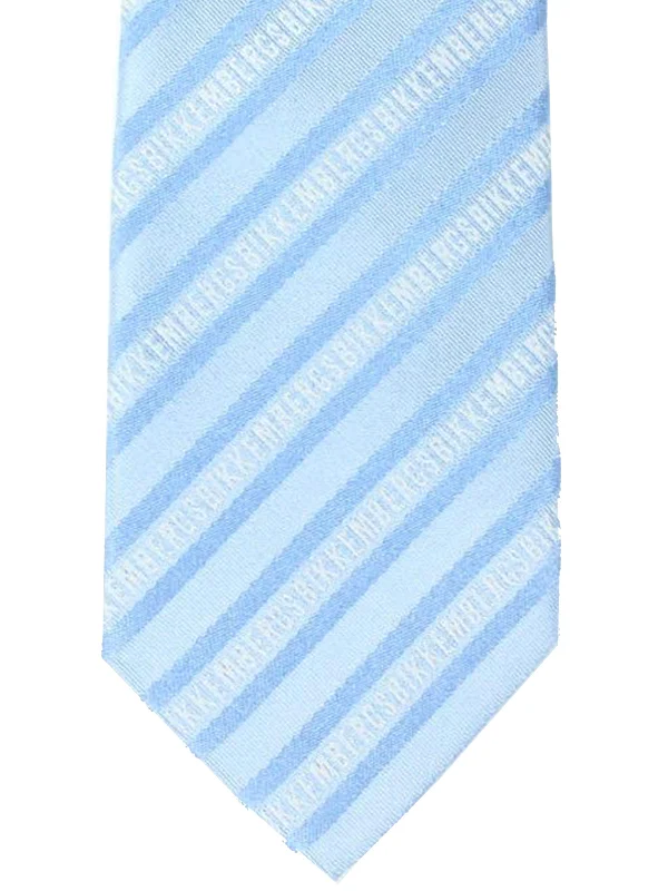 Men's tie for prom-Bikkembergs Silk Tie Sky Blue Stripes Design SALE