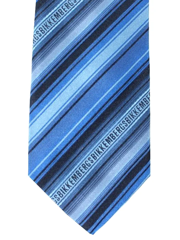 Men's tie with contrasting colors-Bikkembergs Tie Blue Stripes Design FINAL SALE