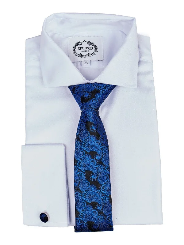 Men's tie for office attire-BLACK BLUE FLORAL PAISLEY NECK TIE SET